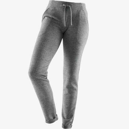 Women's Slim-Fit Fitness Jogging Bottoms 500 - Grey