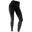 Fit+ 500 Women's Slim-Fit Gentle Gym & Pilates Leggings - Black AOP/Dark Grey