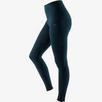 Fit+ 500 Women's Slim-Fit Gentle Gym & Pilates Leggings - Turquoise AOP