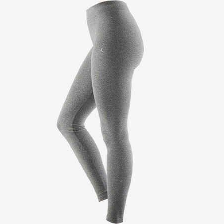 500 Fit+ Women's Slim-Fit Pilates & Gentle Gym Leggings - Grey