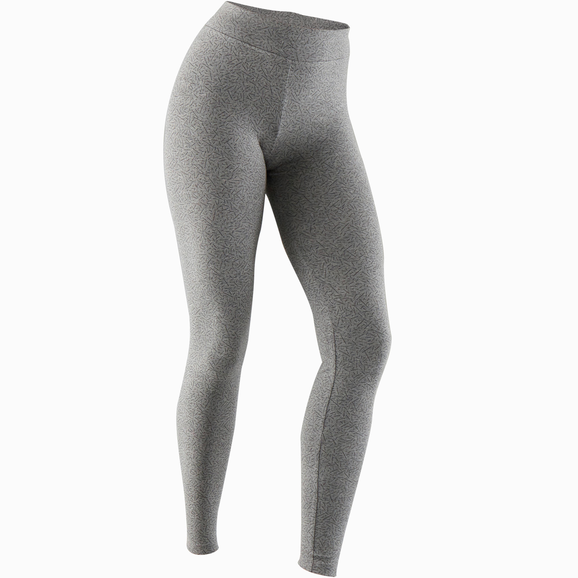 Legging Fit 500 slim Pilates Gym douce femme gris AOP Decathlon