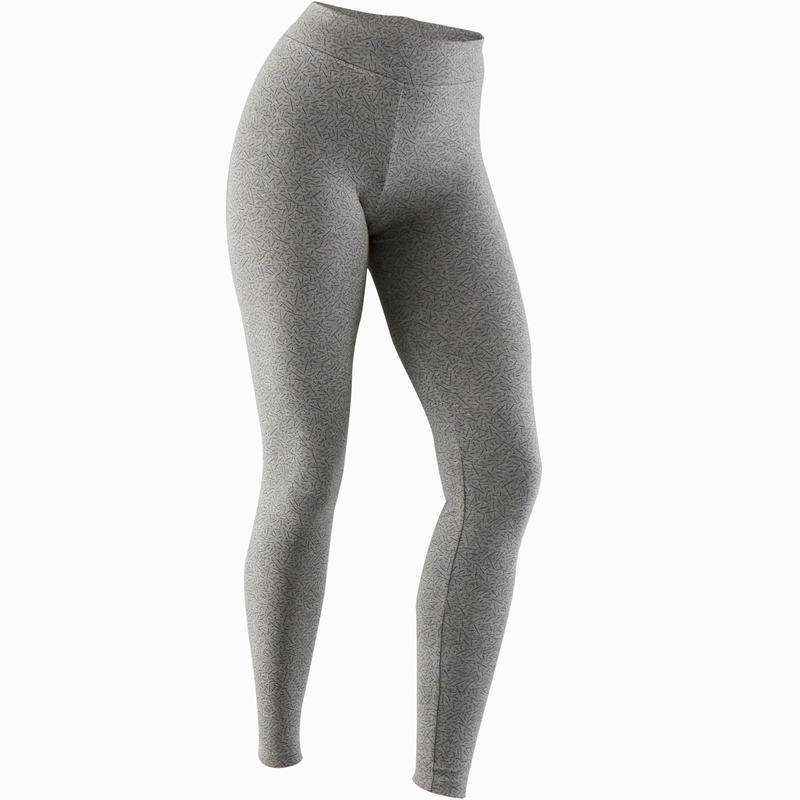 Legging Fit+ 500 slim Pilates Gym douce femme gris AOP