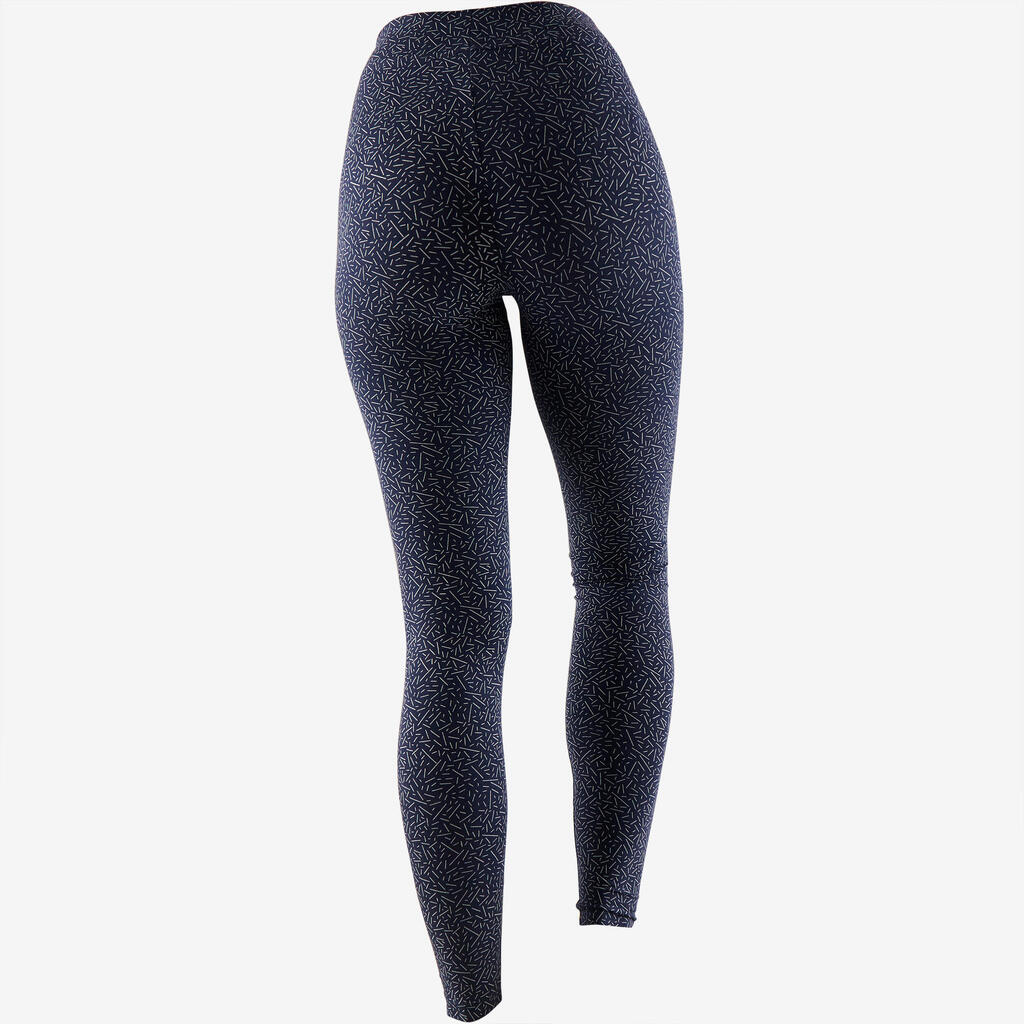 Legging fitness long coton extensible femme - Fit+ bleu marine