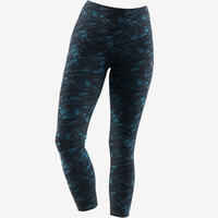 520 Women's Pilates & Gentle Gym 7/8 Leggings - Black/Turquoise Print