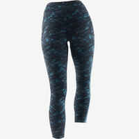 520 Women's Pilates & Gentle Gym 7/8 Leggings - Black/Turquoise Print