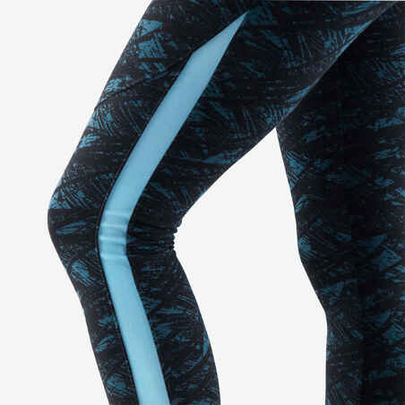 بنطلونات 7/8 Leggings لتمارين الجيم والبيلاتس للسيدات - أسود/ تركواز