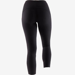 Legging court de sport taille haute 520 femme 7/8 en coton noir