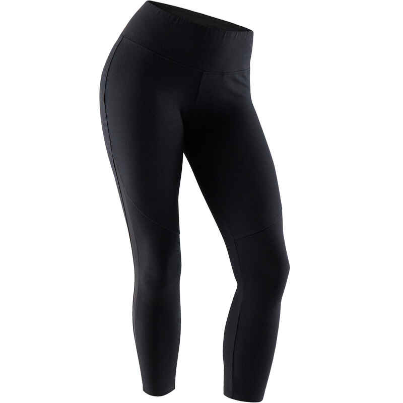 بنطلونات 7/8 Leggings لتمارين الجيم والبيلاتس للسيدات - أسود