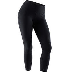 Legging court de sport taille haute 520 femme 7/8 en coton noir