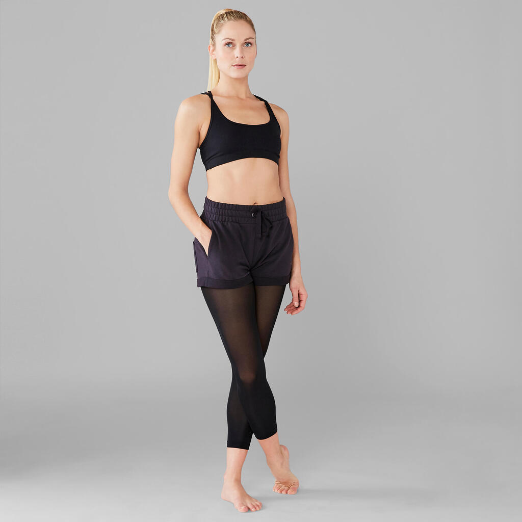 Women's Modern Dance Shorts - Grey with Black Drawstrings