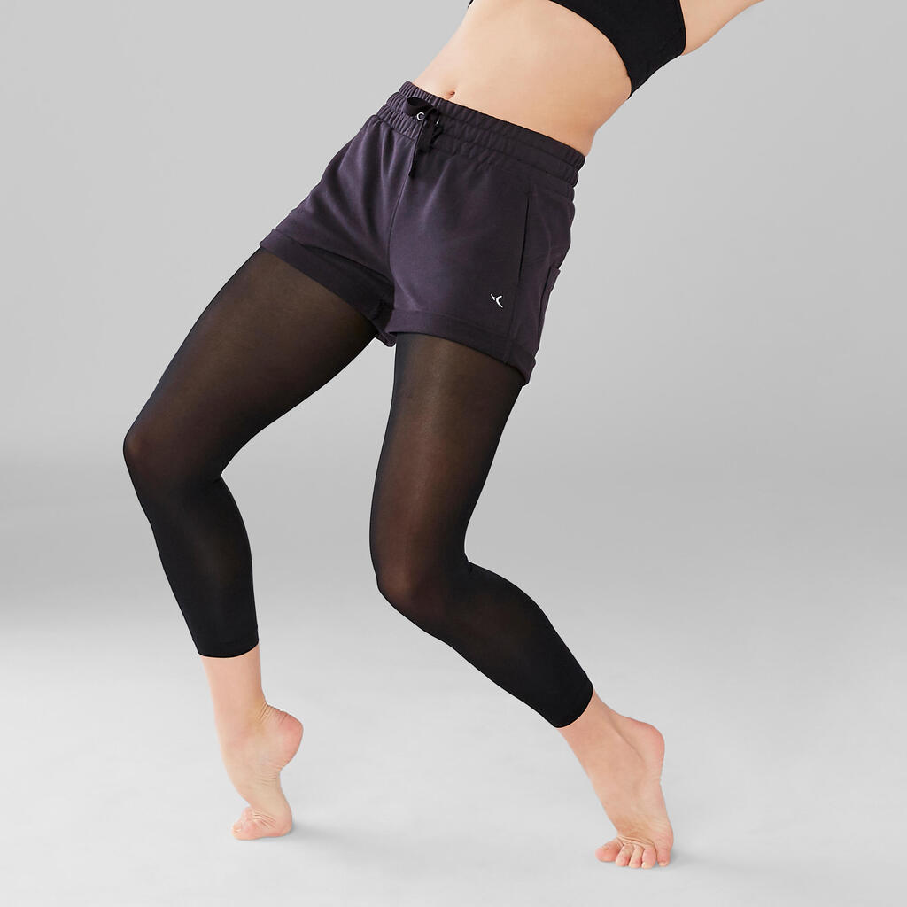 Women's Modern Dance Shorts - Grey with Black Drawstrings