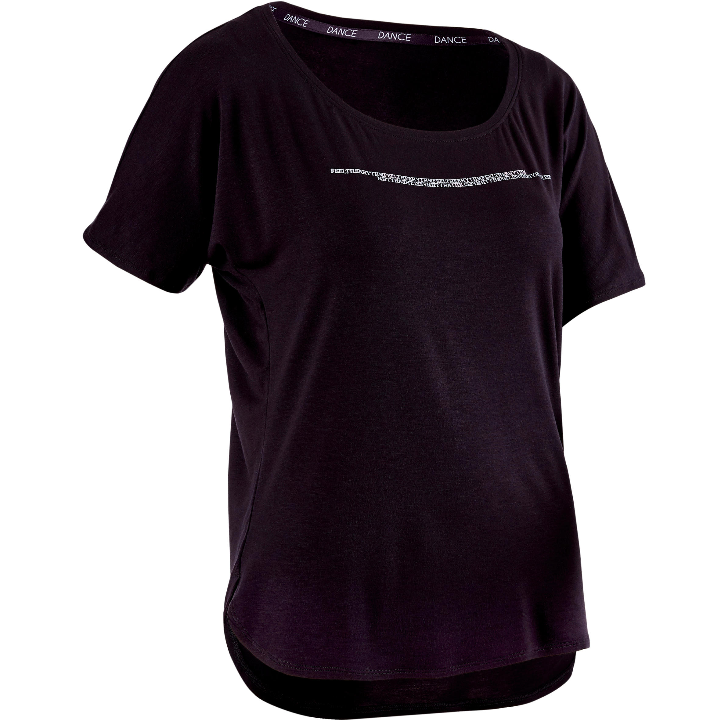 Domyos Kort Dames T Shirt Voor Moderne Dans Zwart domyos kopen in de aanbieding