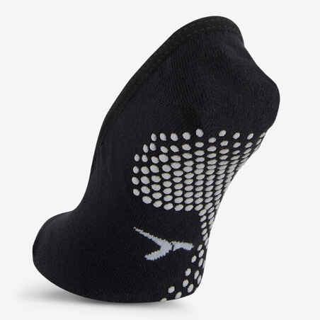 Women's Non-Slip Cotton Ballet Fitness Socks 500 - Black