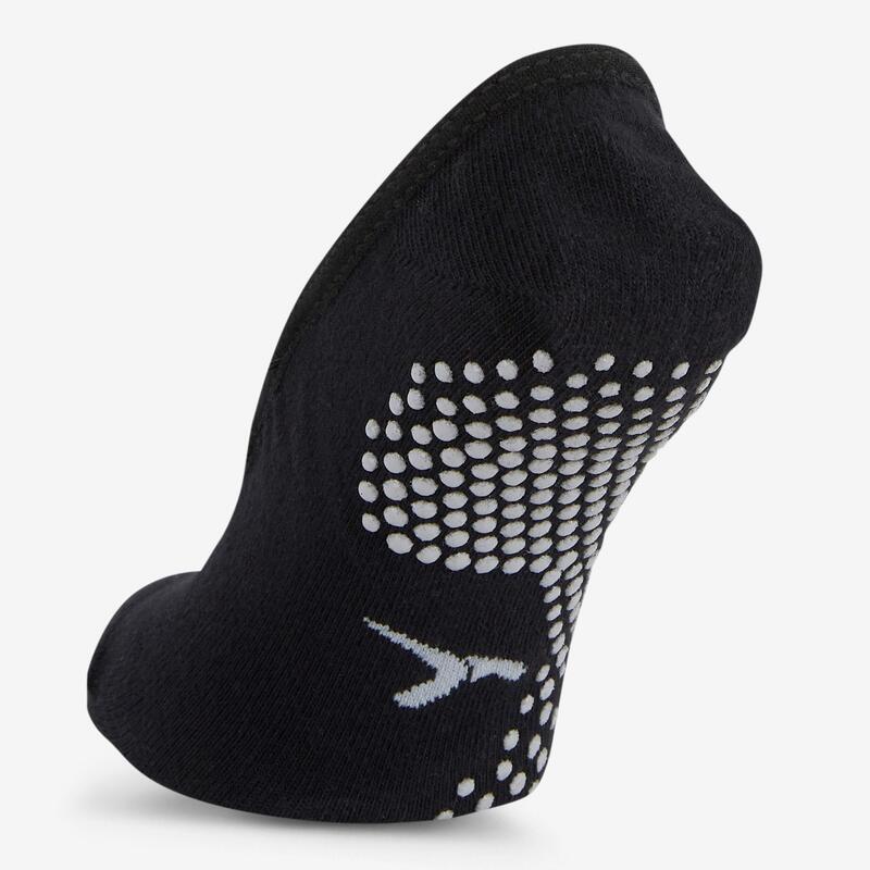 Chaussettes Ballerines antidérapantes fitness coton femme - 500 noir
