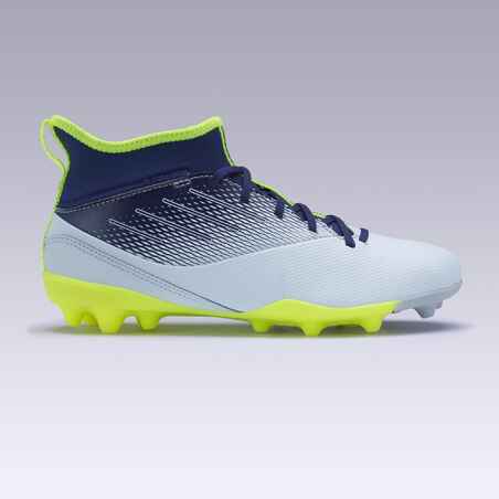 Agility 500 MG Kids' High-Top Football Boots - Grey/Blue