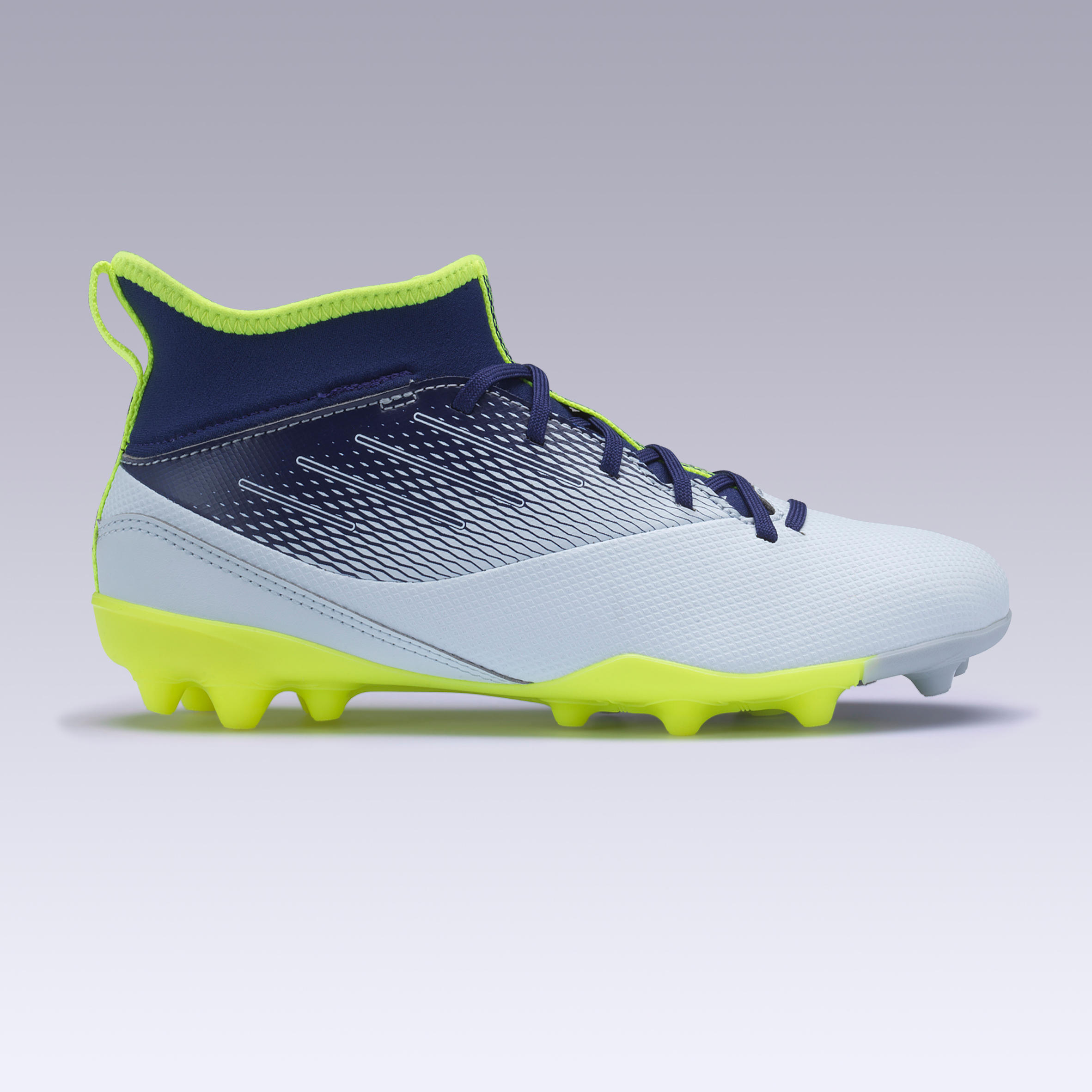 Tenis de fútbol júnior AGILITY 500, suela MG gris y azul - Decathlon