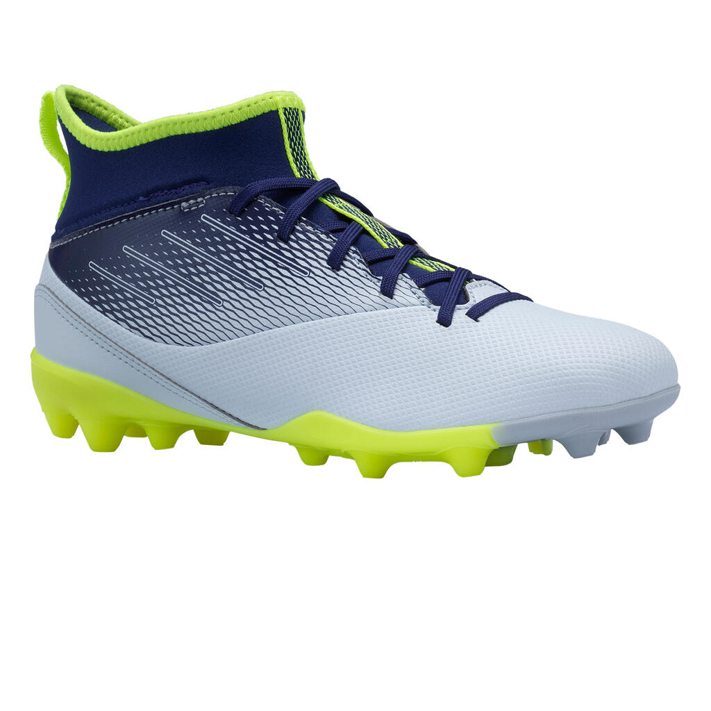 Agility 500 Mid MG Sole Kids' High-Top Football Boots - Indigo Blue & Black