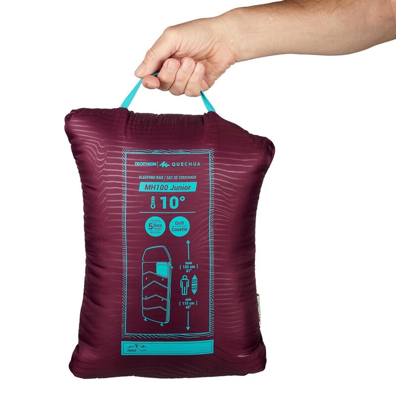 Schlafsack 10 °C Kinder Camping Wandern - MH100 violett