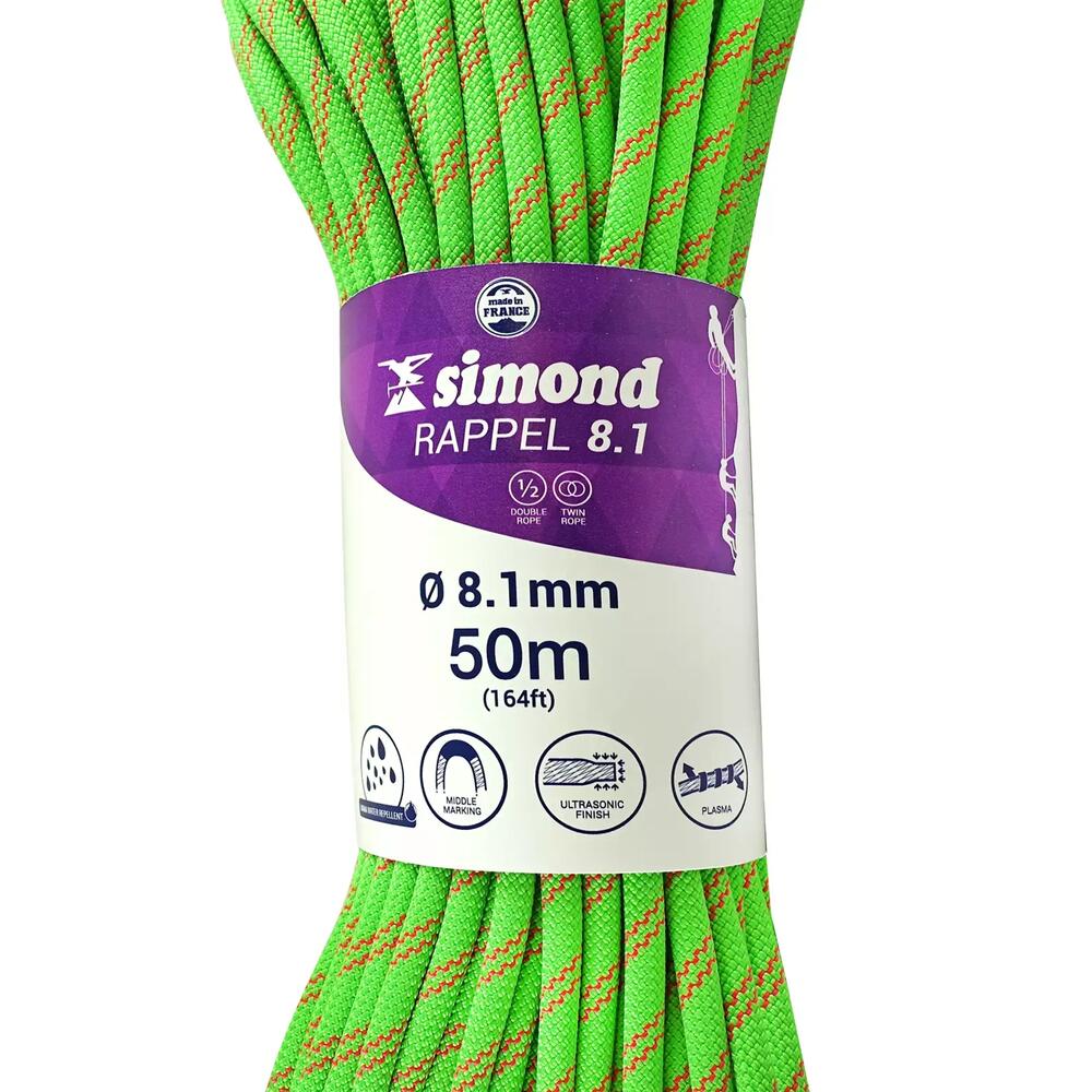SIMOND RAPPEL 8.1 MM x 50 M Verte
