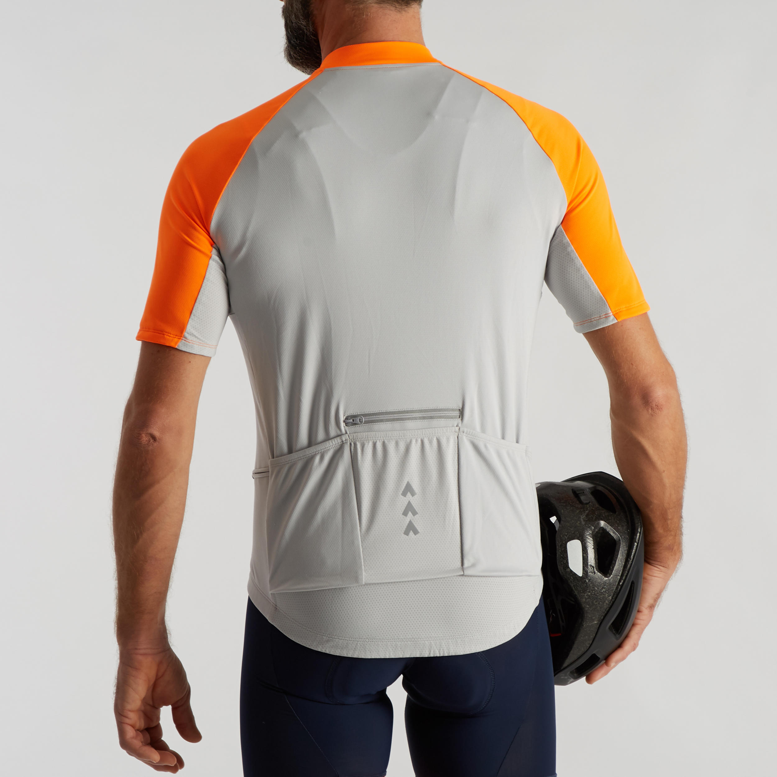RC100 Short-Sleeved Warm Weather Road Cycling and Touring Jersey - Grey/Orange 4/11