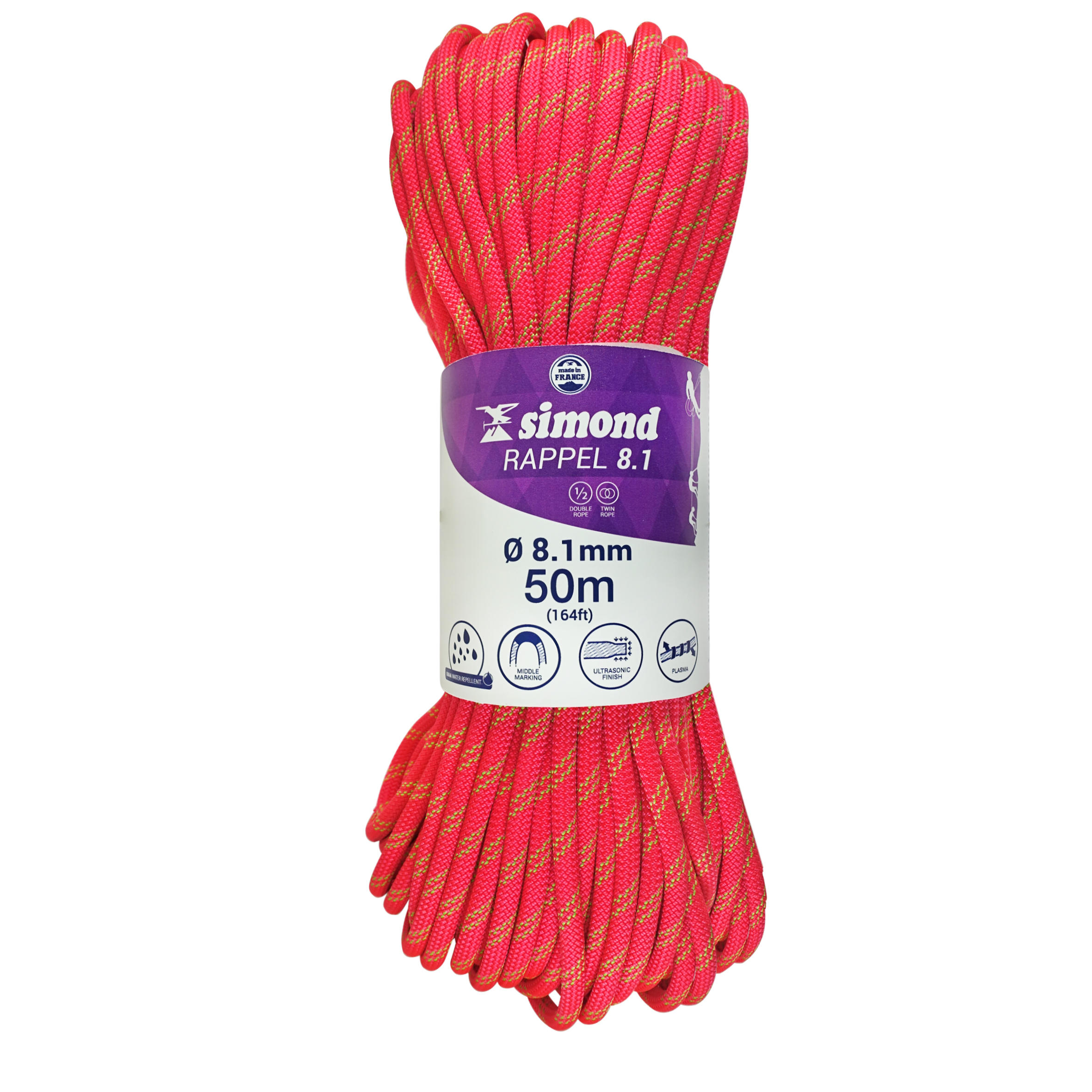 CORDE À DOUBLE D'ESCALADE ET D'ALPINISME - RAPPEL ALPINISM 8.1 MM X 50M  SIMOND