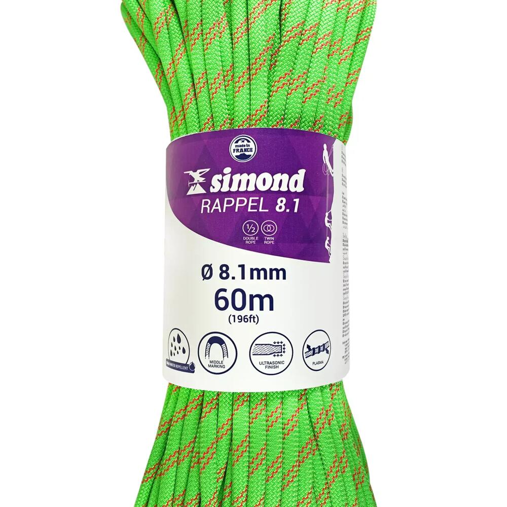 SIMOND RAPPEL 8.1 MM x 60 M Verte