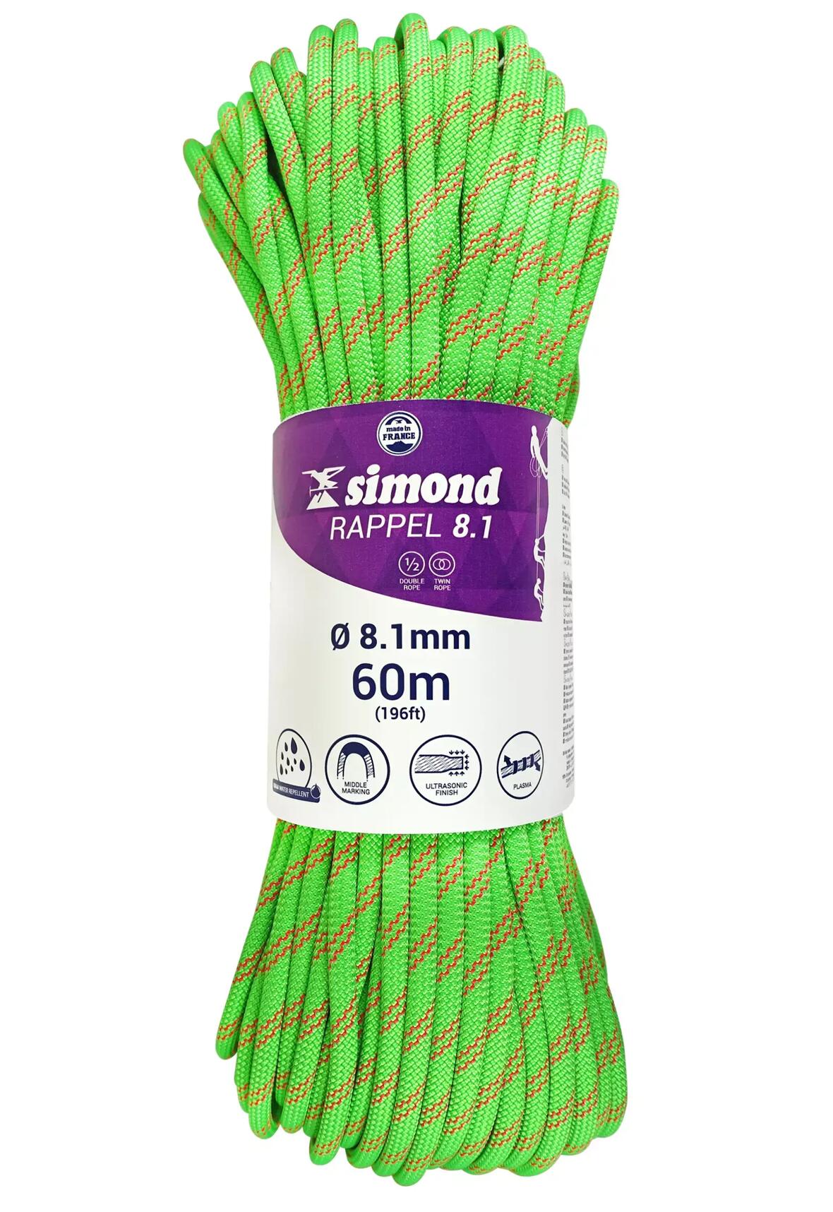 SIMOND RAPPEL 8.1 MM x 60 M Verte
