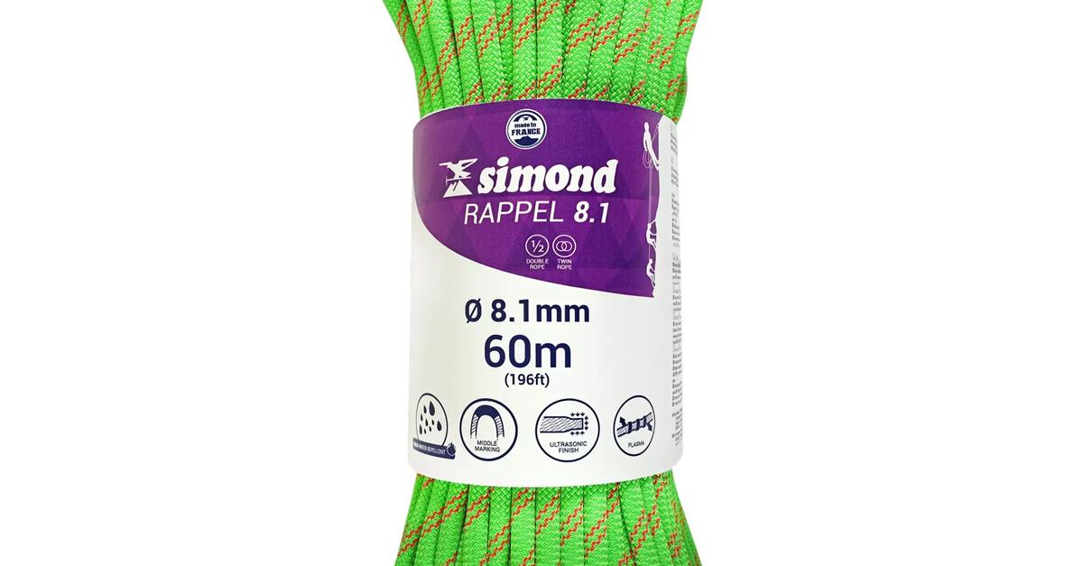 SIMOND ABSEILING ROCK CLIMBING AND MOUNTAINEERING HALF ROPE 8.1MM X 60 ...