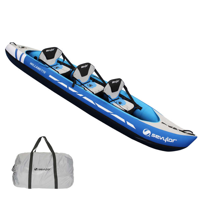 Sevylor Willamette Inflatable 3 Seat Canoe Kayak Blue