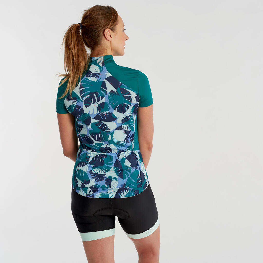 500 Women's Short-Sleeved Cycling Jersey - Green Palm