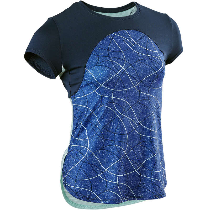 GIRL EDUCATIONAL GYM APPAREL Fitness and Gym - S900 Girls' Gym T-Shirt - Blue DOMYOS - Gym Activewear