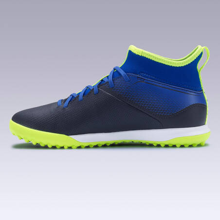 Sepatu Sepak Bola High-Top Agility 500 Lapangan Keras Anak - Biru/Hitam