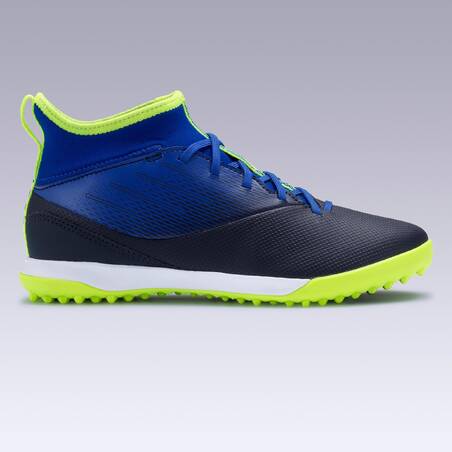 Sepatu Sepak Bola High-Top Agility 500 Lapangan Keras Anak - Biru/Hitam