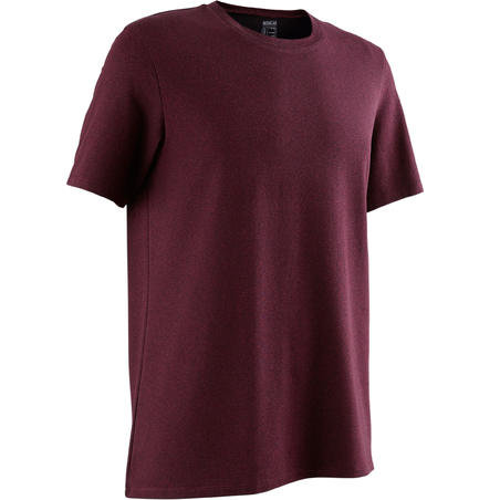 T-Shirt homme 500  bordeaux chiné regular col rond