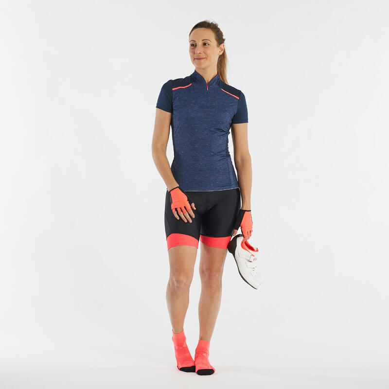 CULOTTE CICLISMO CARRETERA SIN TIRANTES MUJER TRIBAN RC 500 NEGRO ROSA