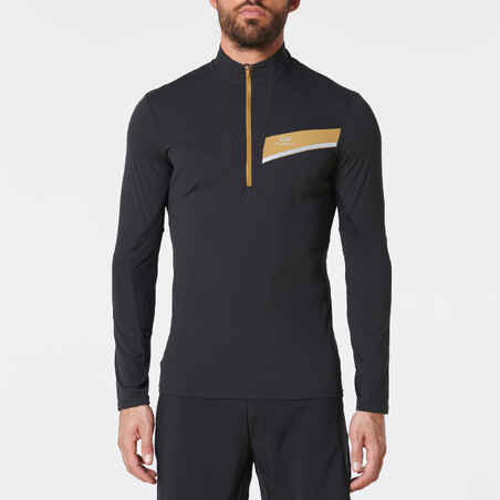 MEN'S TRAIL RUNNING LONG-SLEEVED ZIP JERSEY - BLACK/BRONZE 