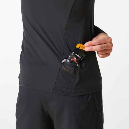 MEN'S TRAIL RUNNING LONG-SLEEVED ZIP JERSEY - BLACK/BRONZE 