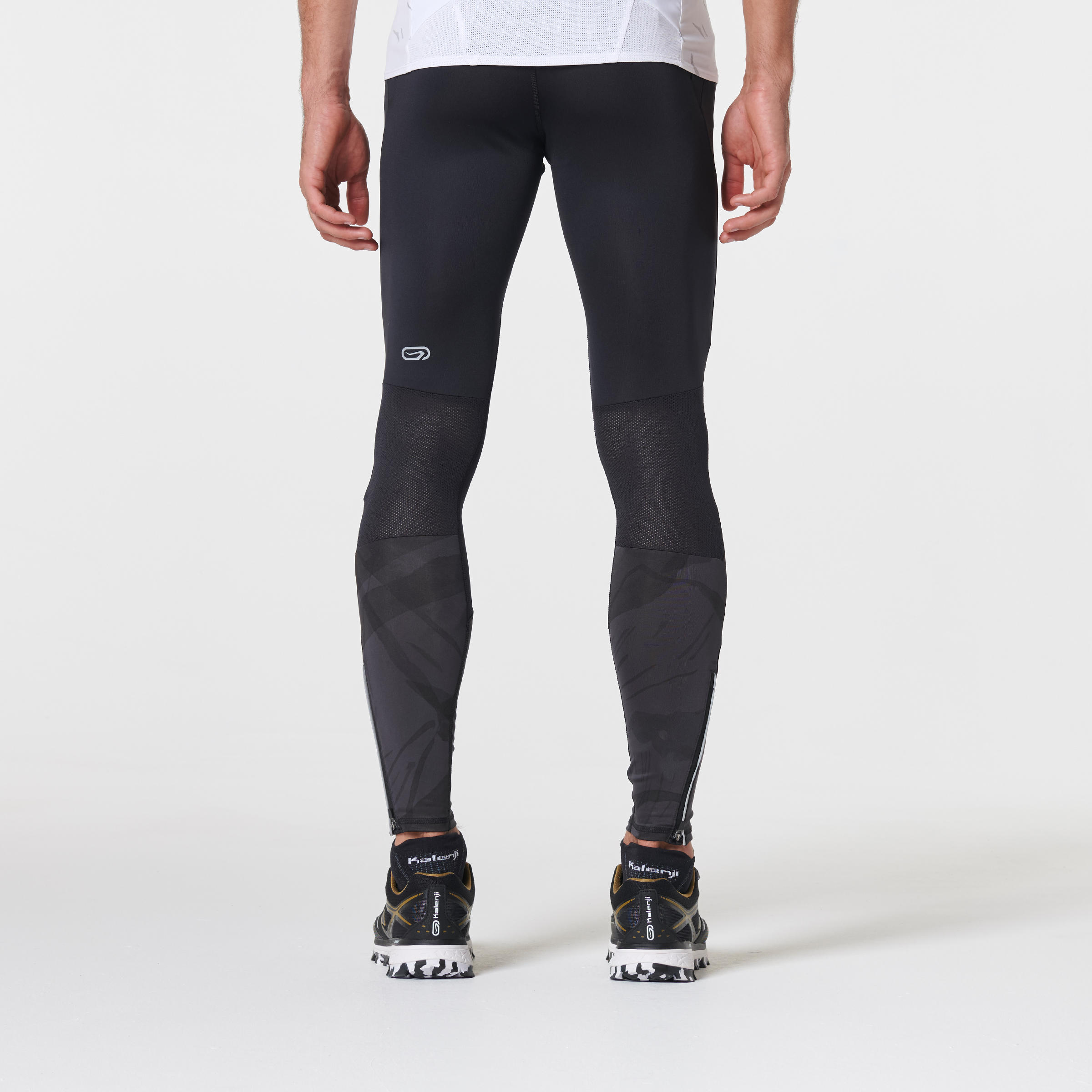 MEN'S TRAIL RUNNING TIGHTS - BLACK/GREY 