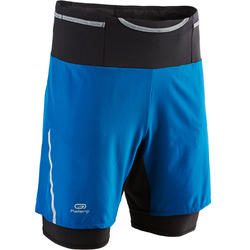 Men S Comfort Trail Running Tight Shorts Black Decathlon