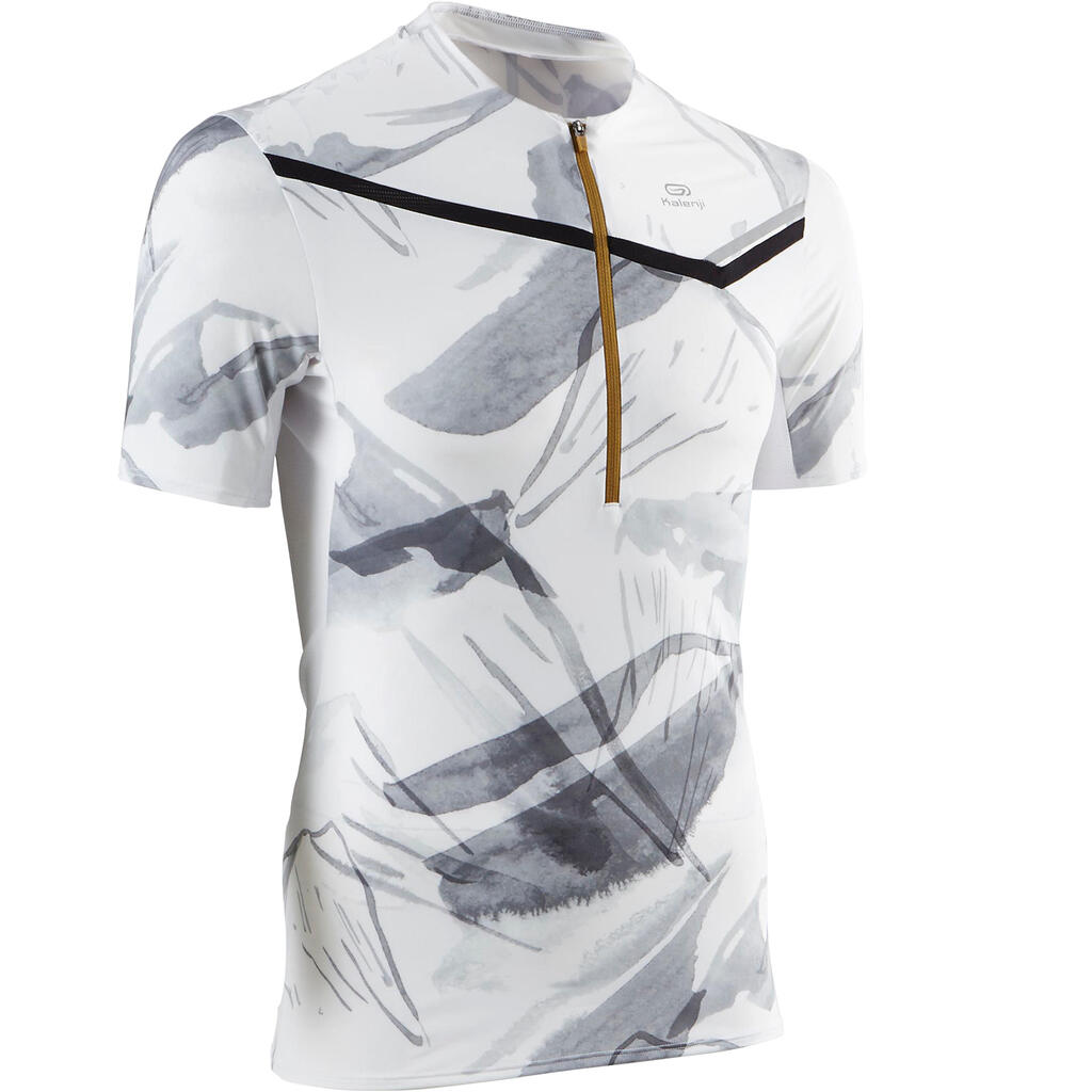 Men's Trail Running Short-Sleeved Zip T-Shirt - White