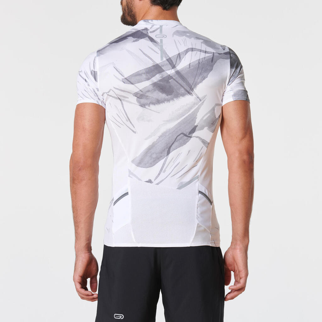 Men's Trail Running Short-Sleeved Zip T-Shirt - White