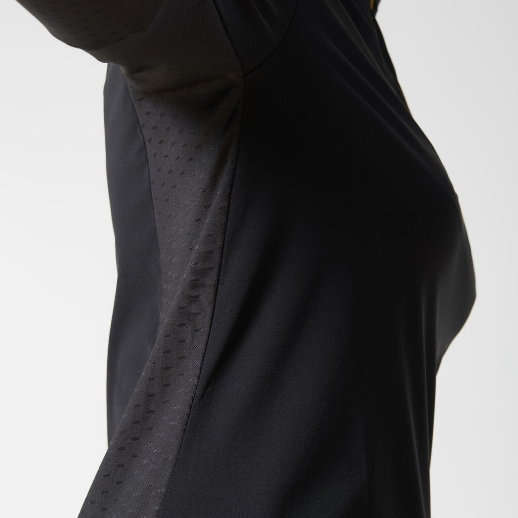 MAILLOT DE TRAIL RUNNING MANCHES LONGUES ZIP FEMME NOIR BRONZE