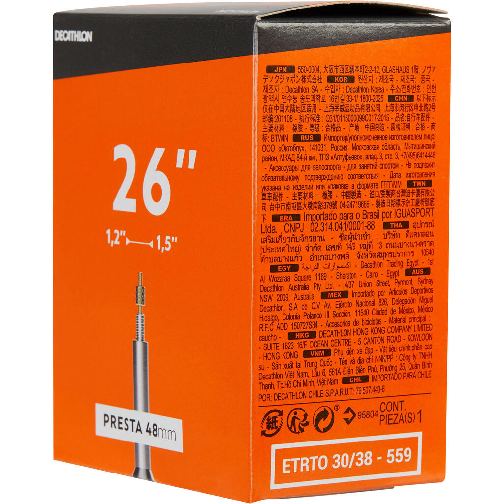 Unutrašnja guma sa Presta ventilom od 48 mm (26 x 1,2/1,5)