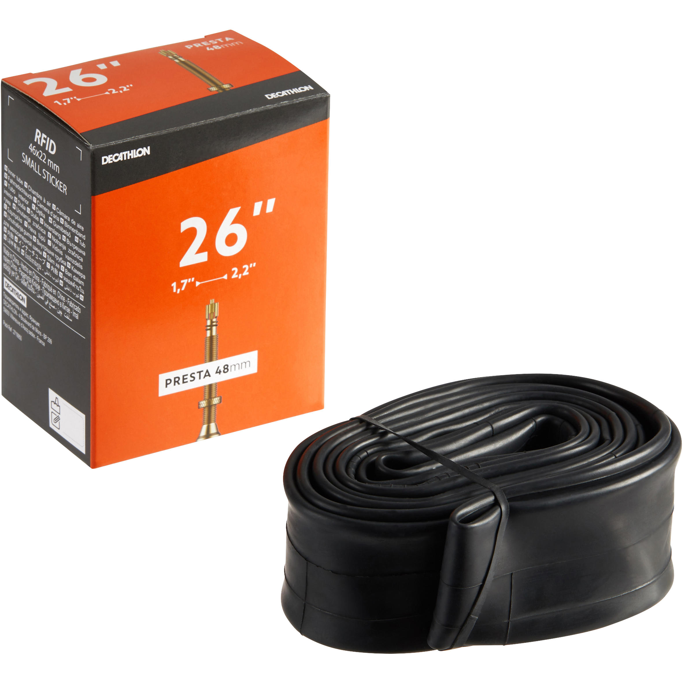 26x1.7/2.2 48 mm Presta Valve Inner Tube - DECATHLON