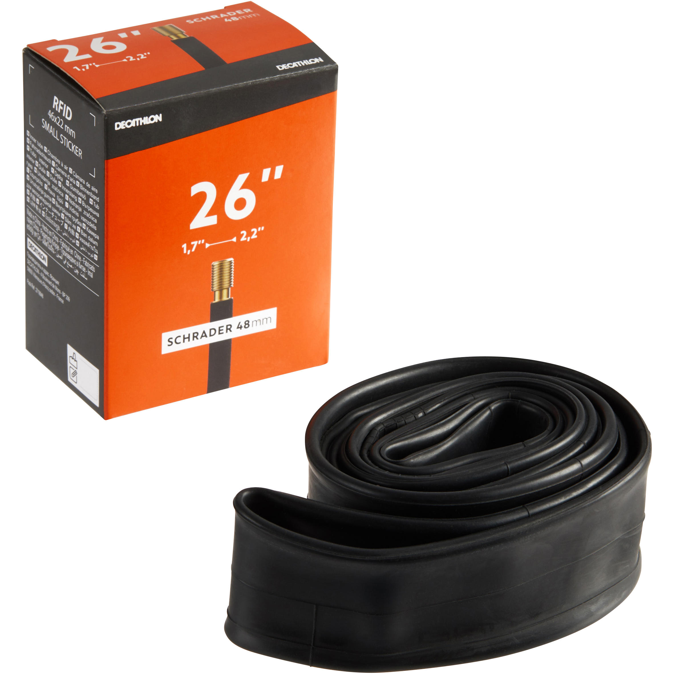 Bike Inner Tube - Schrader Valve 26 x 1.7/2.2 48 mm  - DECATHLON