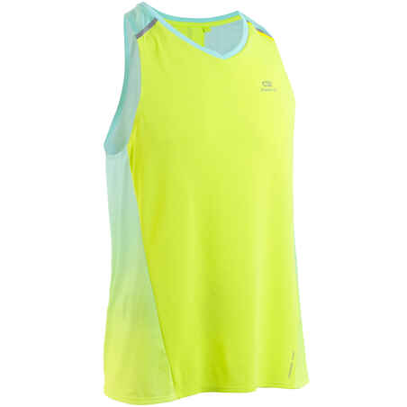 Rumena in zelena moška tekaška majica brez rokavov KIPRUN LIGHT 