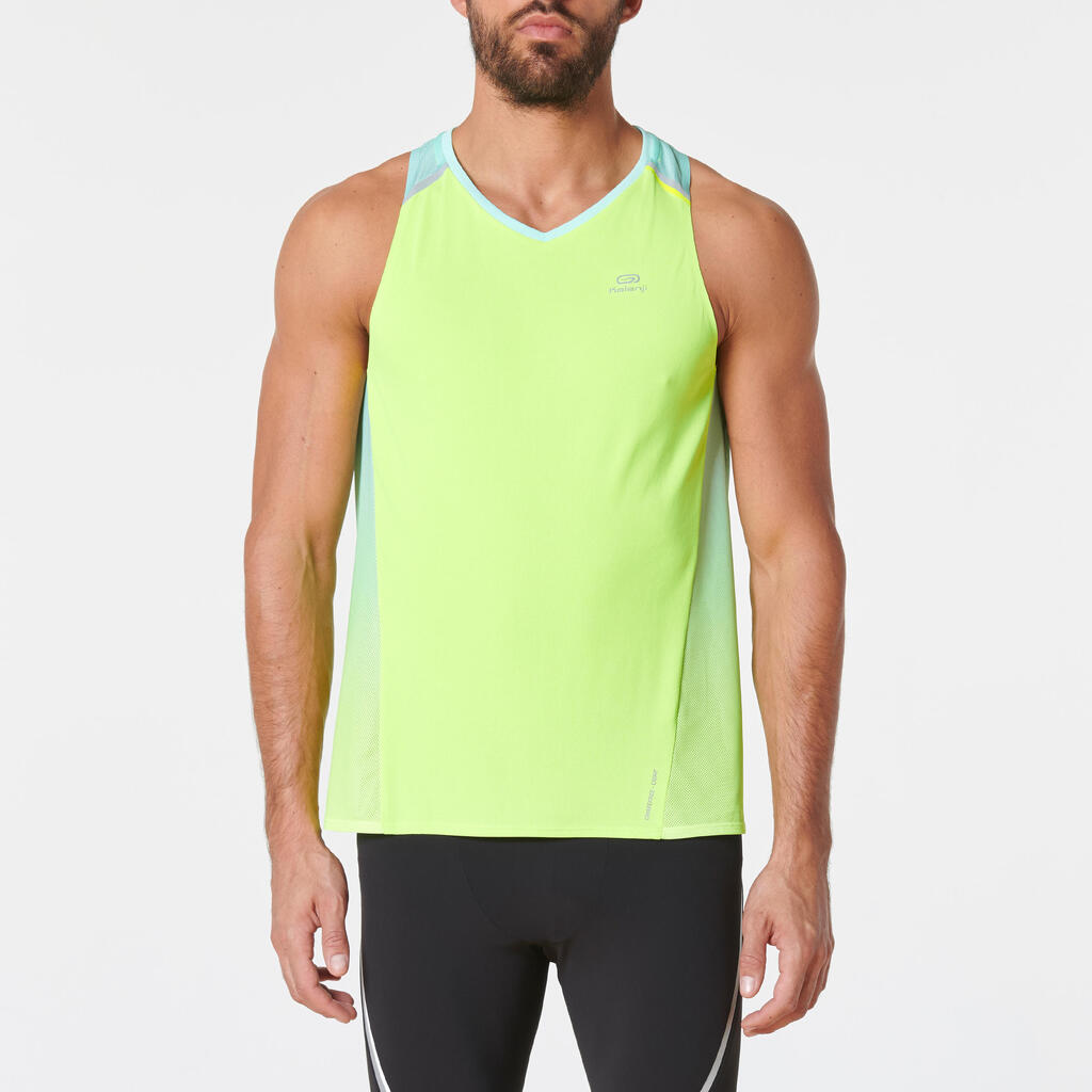 KIPRUN LIGHT MEN'S TANK TOP BLUE GREEN