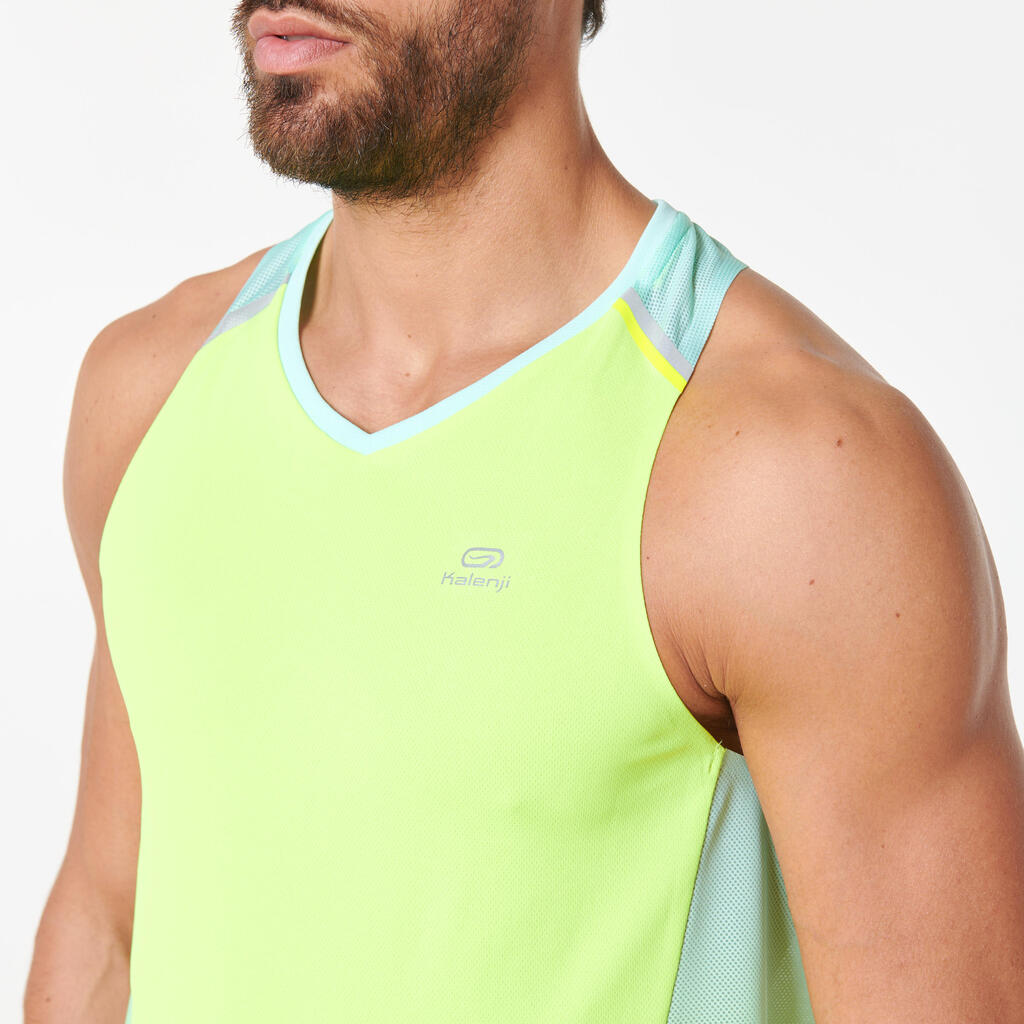 KIPRUN LIGHT MEN'S TANK TOP BLUE GREEN