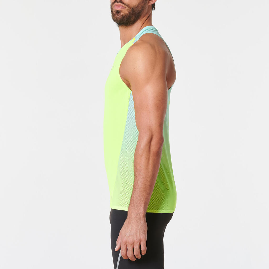 KIPRUN LIGHT MEN'S TANK TOP BLUE GREEN