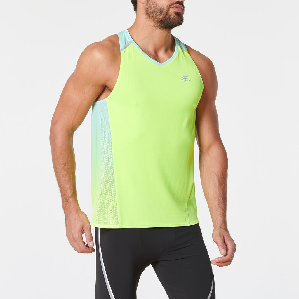 KIPRUN LIGHT MEN'S TANK TOP BLUE GREEN